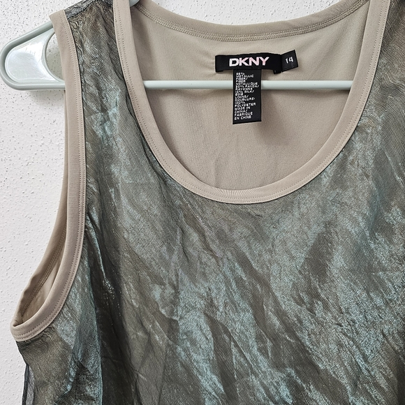 NWT DKNY Iridescent Metallic Patina Rayon/silk Tank Size 14 - Picture 6 of 9